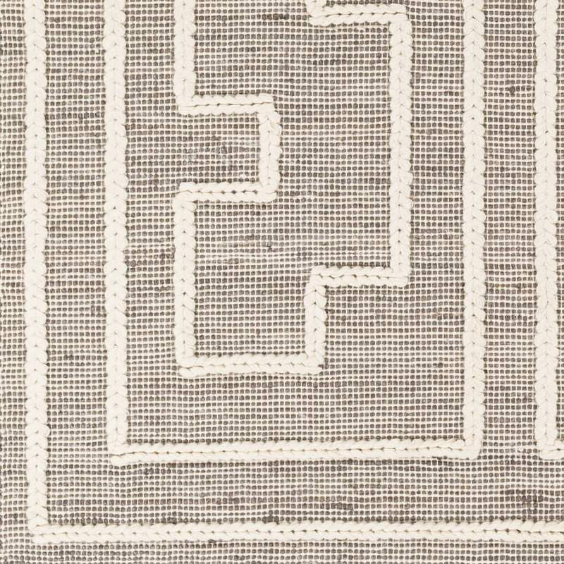 Tapis gris / blanc tissé à plat à la main Rodriguez, Rectangle de 6 pi x 9 pi