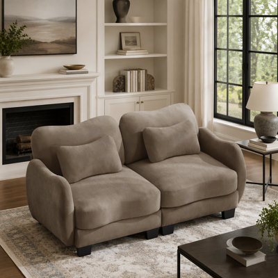 Canapé de soutien en chenille avec coussin de taille délicate, conception courbée, base et accoudoirs ergonomiques, coussin de soutien doux, assemblage facile pour le salon et la chambre à coucher