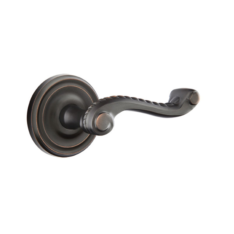 Levier de porte d'intimité (lit et bain) avec rosette, Droite, Bronze huilé