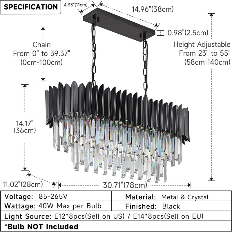 Black Modern Crystal Chandelier