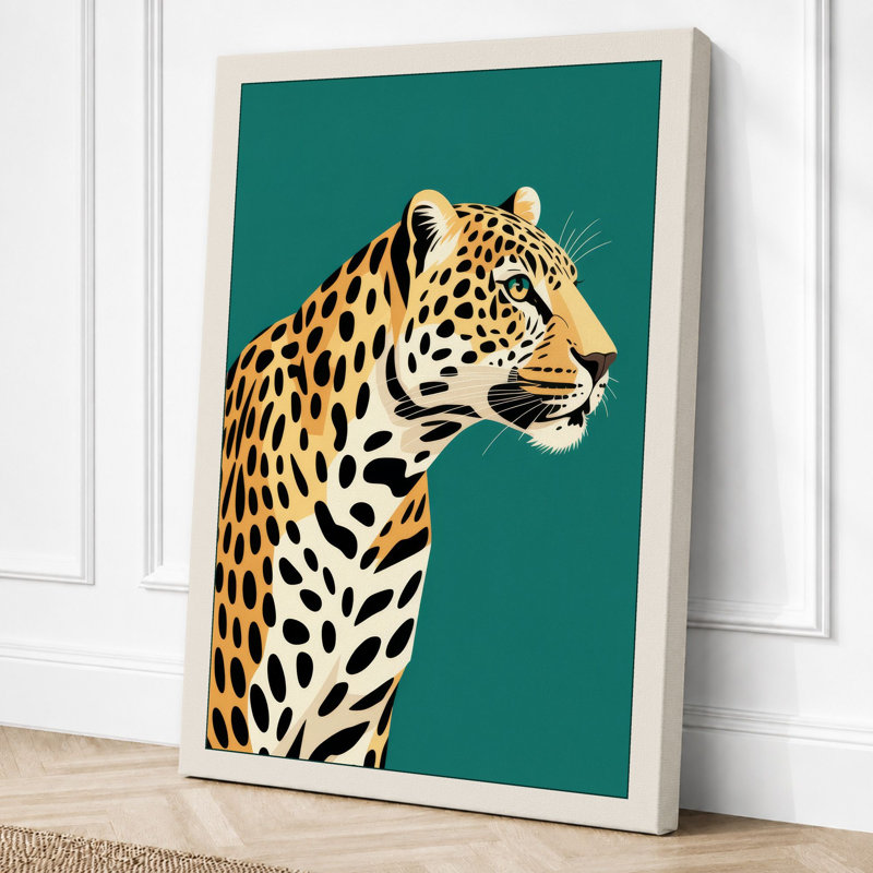 Leopard Profile Modern - Print, 24x16 - 61.0 x 40.6 cm, Cream Border