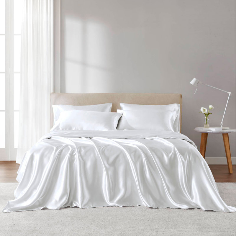 Ensemble de draps 4 pièces, Couvre-lit simple + 3 pièces supplémentaires, Blanc