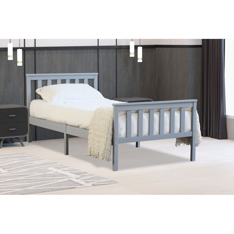 Amecia Solid Wood Bed, Grey, Single (3')