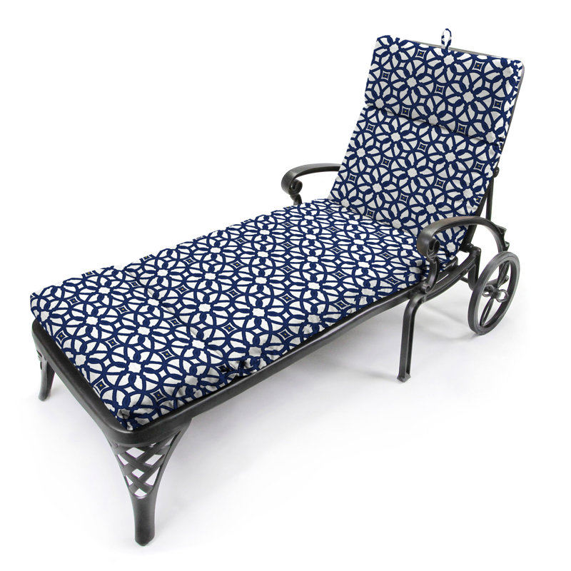Sunbrella 72" x 22" Outdoor Chaise Lounge Cushion with Ties and Loop, Luxe Indigo