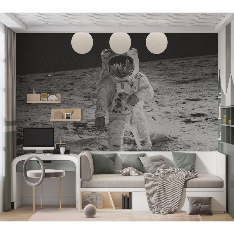 Papier peint de qualité supérieure - Astronaute Moon Landing, L 96 po x l 120 po