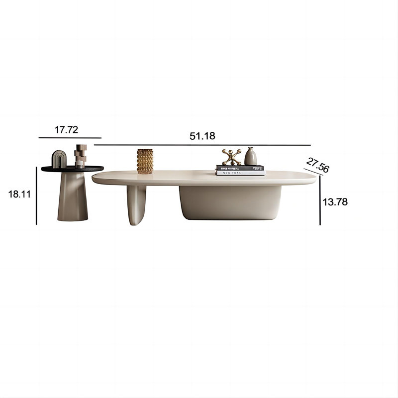 Rudina Modern Nesting Coffee Table Set - Oval Wood Double Leg Design, Minimalist Style Living Room Tables for Office & Lounge