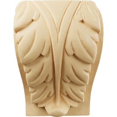 1 3/4"W x 1 1/2"D x 3"H Mini Acanthus Leaf Block Corbel, Maple (6-Pack)