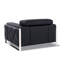 Chaise en cuir fleur avec rembourrage haut et structure en bois noir renforcé