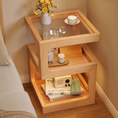 Soild Wood End Table With Led Light