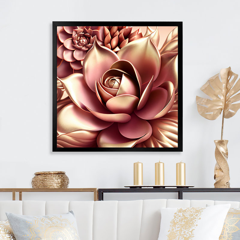 Glam Flowers I - reproduction sur toile, H 36 po x l 36 po x P 1,5 po, Impression noire sur toile encadrée