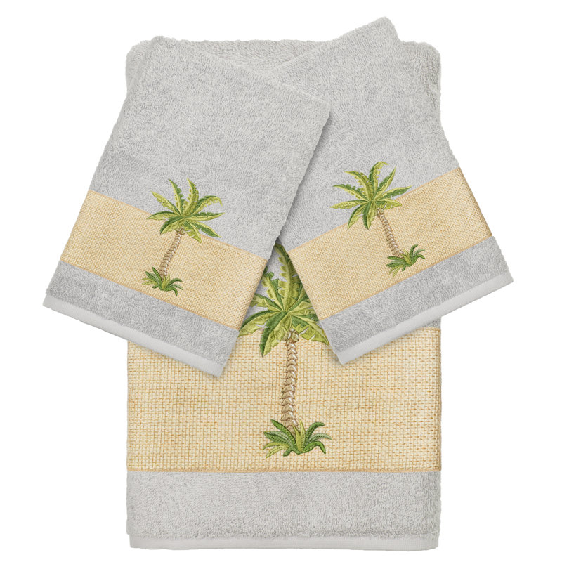 Ensemble de serviettes 3 pièces 100% coton turc Colton, Gris clair