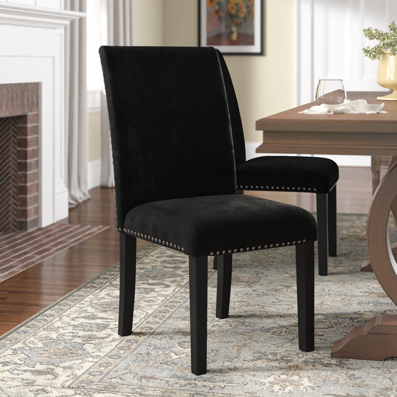 Ebeling Velvet Upholstered Side Chair, Noir
