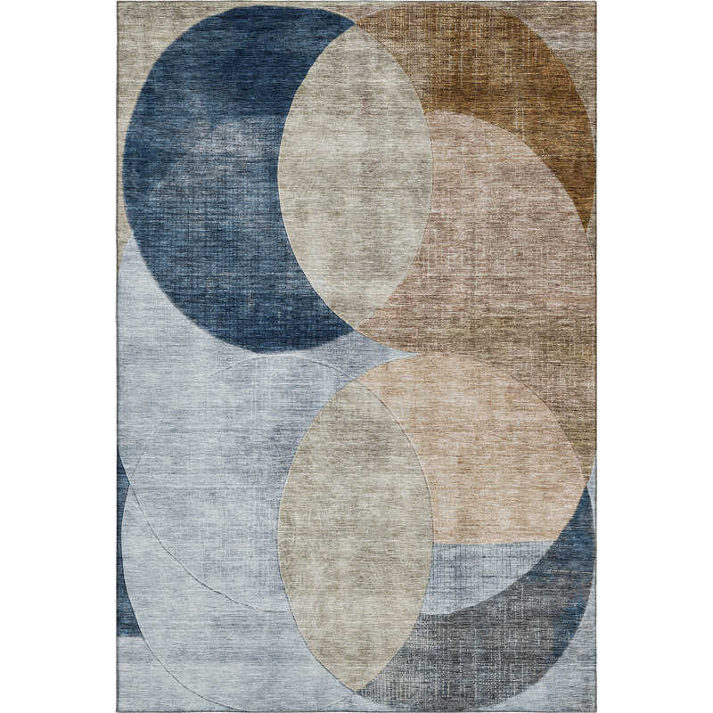 Tapis géométrique de qualité supérieure lavable à la machine AMF1140, Rectangle 5 pi x 7 pi 6 po