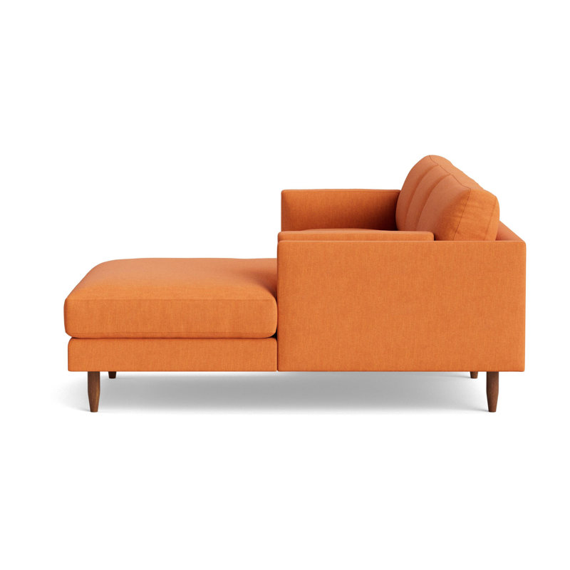 Skinny Fat Chaise Sectional, Performance Weave - Carrot, Right Hand Facing