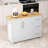 Kitchen Island Cart With 2 Door Cabinet And Three Drawers,43.31 Inch Width With Spice Rack,Towel Rack (White)