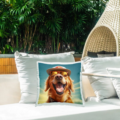 Coussin décoratif Happy Labrador avec rayons par Jim Baldwin