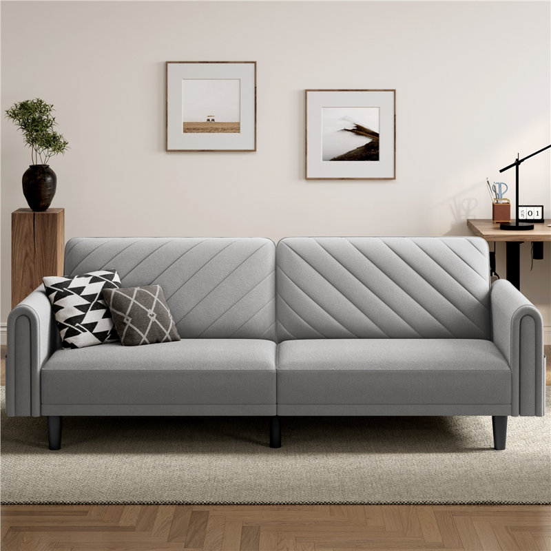 3-Seater Sofa Bed With Adjustable Backrest, Light Grey