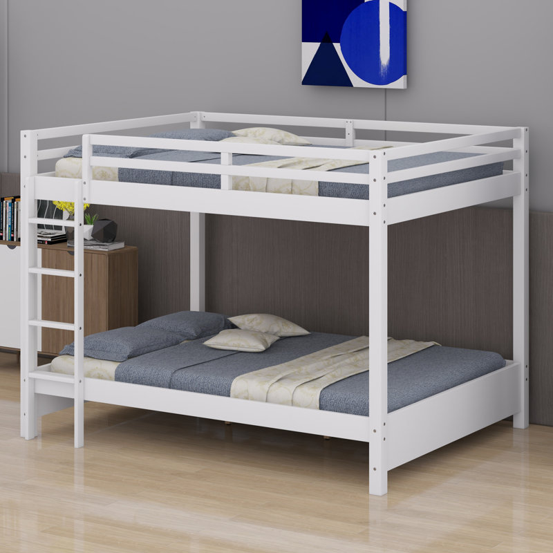 Lit superposé en bois avec échelle, Blanc