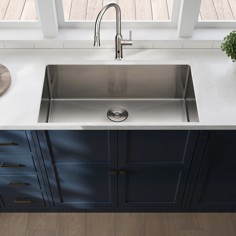 Évier de cuisine encastrable de calibre 16 en acier inoxydable 33 x 19 x 10 po - Rouille et tache, résistant, nickel brossé, à utiliser