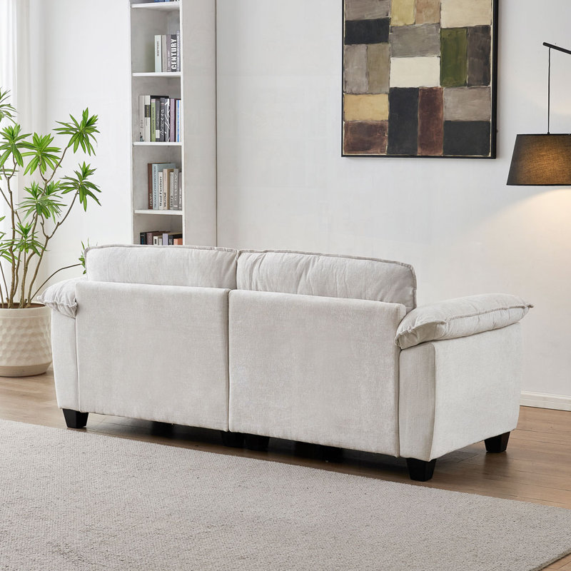 Grand canapé de luxe avec causeuse en chenille douce, Beige