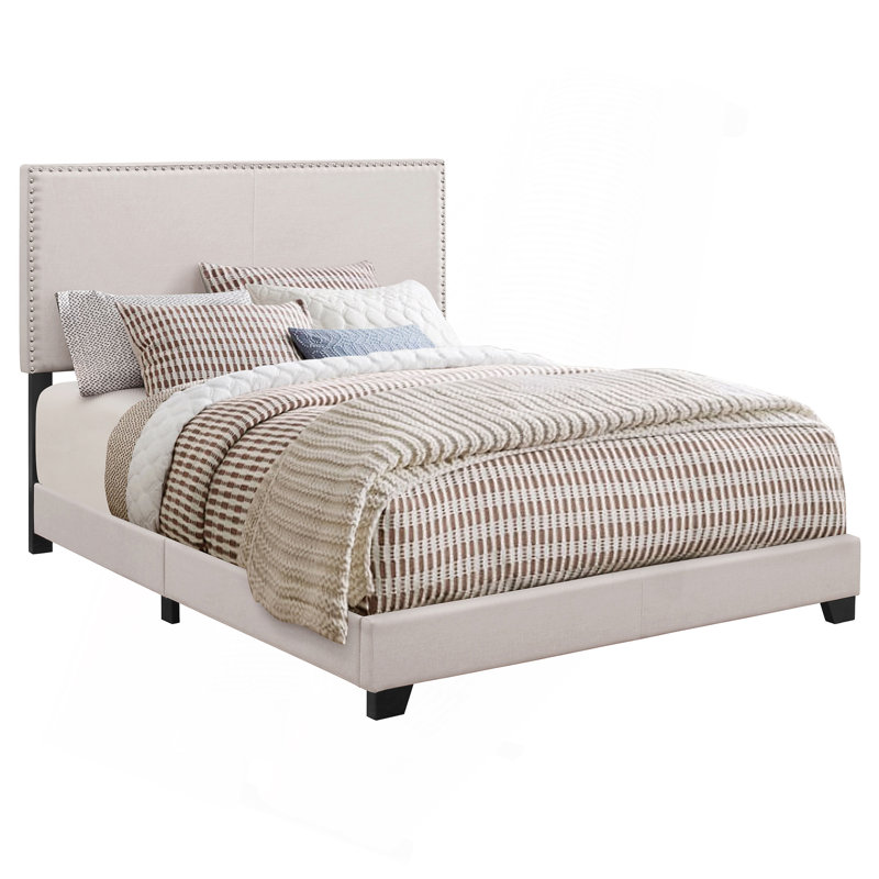 Guyancourt Upholstered Eastern King Panel Bed, Ivory