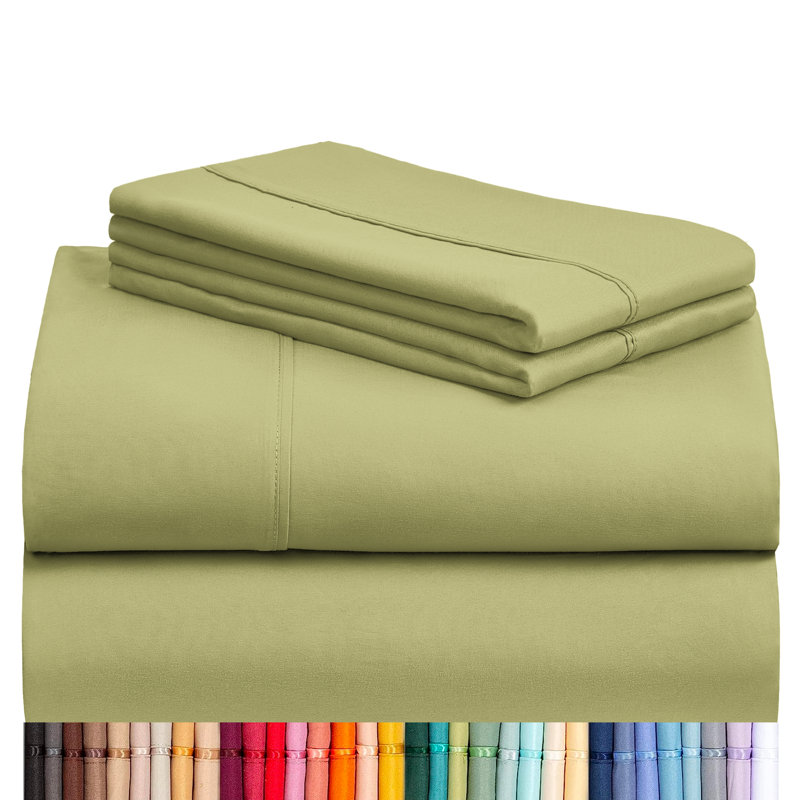 Luxclub 4 PC Lime King Silky Soft Cooling Extra Deep Pocket Performance Sheet Set, King Sheet Set with 4 Pillowcases, Lime
