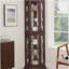 Vitrine de coin vitrée avec vitrine d'angle lumineuse, vitrine avec éclairage (inclus), bar, armoire à vin avec tablettes en verre réglables, décoration en cerisier clair (incluse)