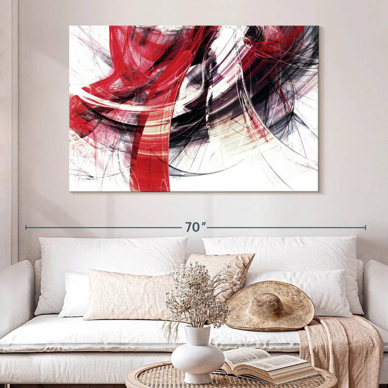 Avery - mouvement abstrait rouge, H 34 po x l 51 po