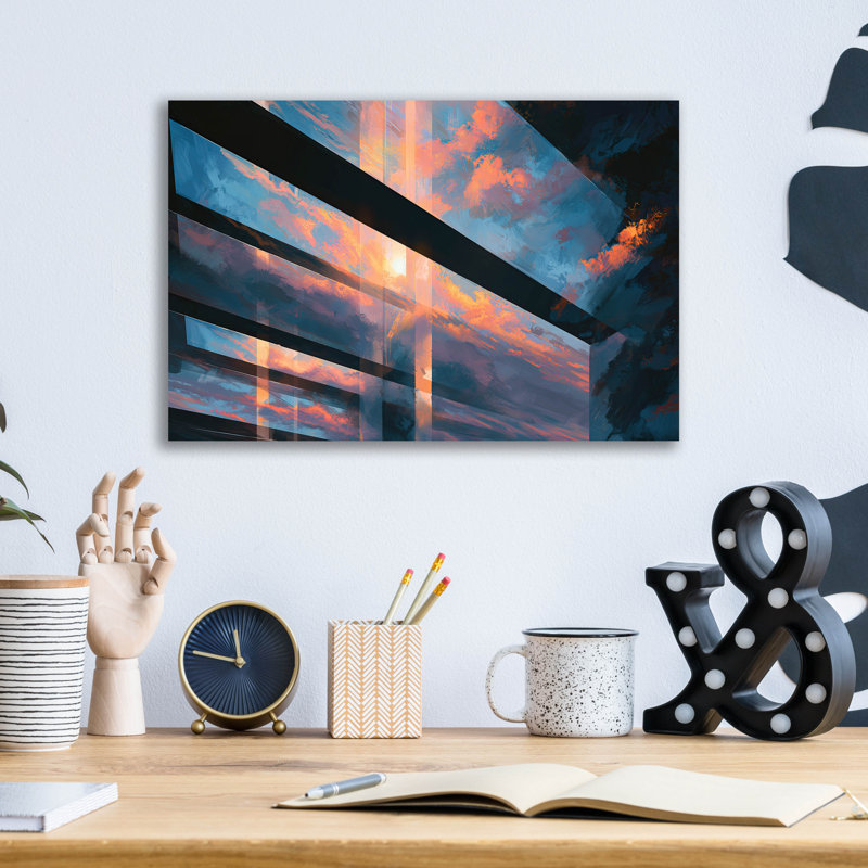 Art mural en verre épique «Contemporary Sky 2» par Ann Klee, 16 po x 12 po, H 12 po x l 16 po