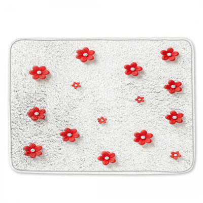 Red Balloon Flowers Bath Mat