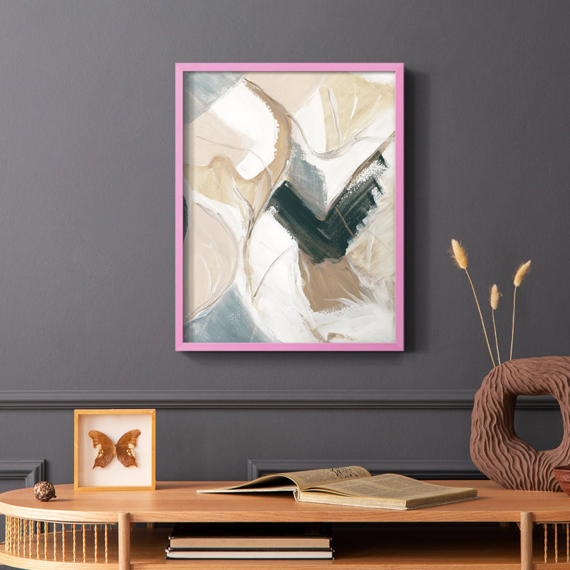 Marble Lines II Framed Print - Solid Wood, Pink, 10" H x 8" W
