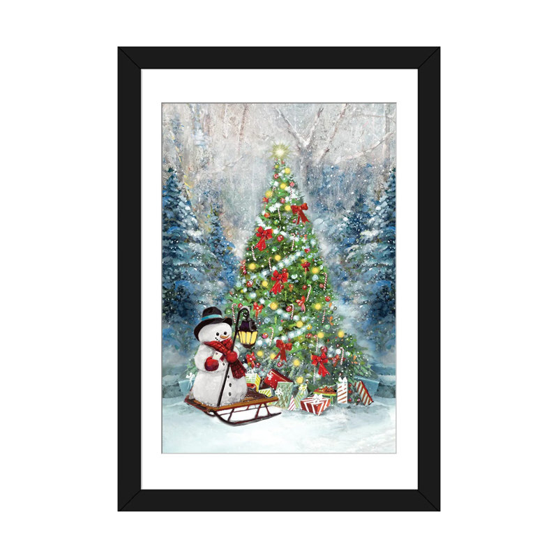 Cadeaux d'arbre de Noël - reproduction d'art murale - papier d'art encadré, H 24 po x l 16 po, Noir