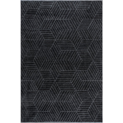 Rapture Black Geometric Luxury Area Rug