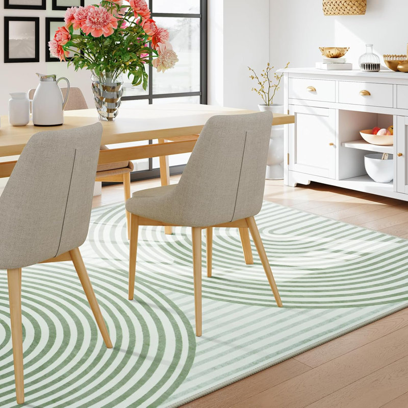 Tapis lavable à la machine pour tapis de salon moderne antidérapant, Rectangle 5 pi x 7 pi