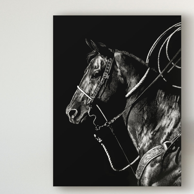 «Scratchboard Rodeo V» par Julie T. Chapman - reproduction d'art graphique sur toile, H 19 po x l 14 po x P 2 po