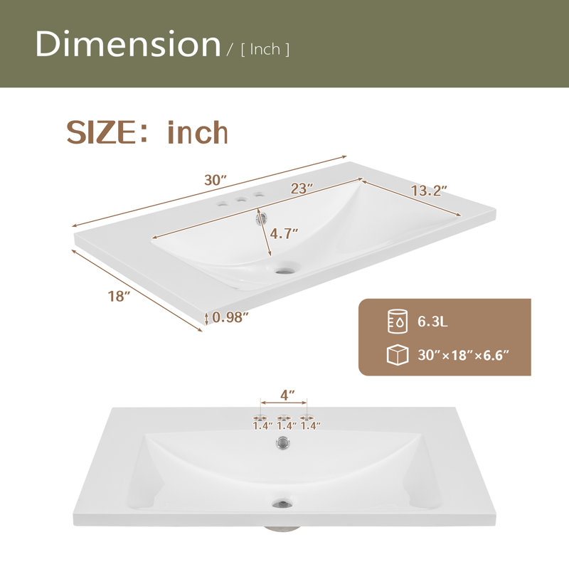 30" Bathroom Vanity With Sink Combo, Blue