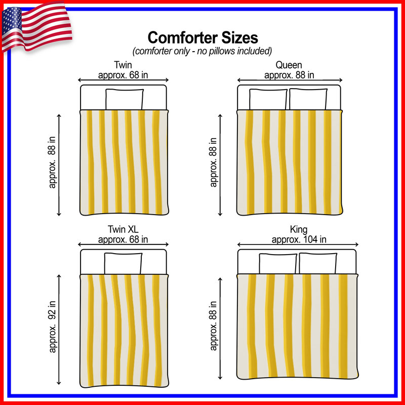 Yellow White Stripes Comforter, Twin