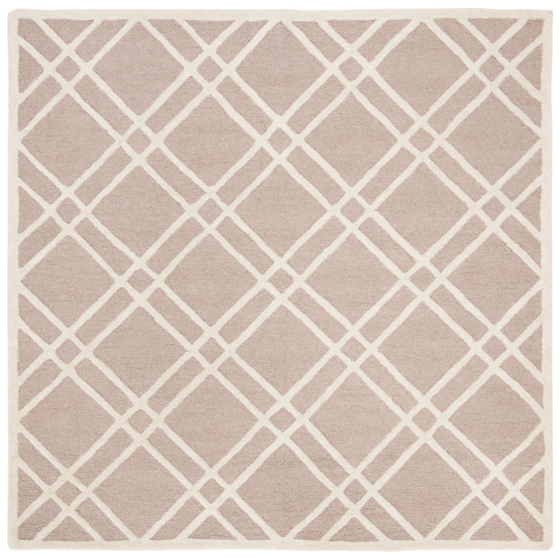 Deedgra Hand Tufted Wool Geometric Rug, Square 6'