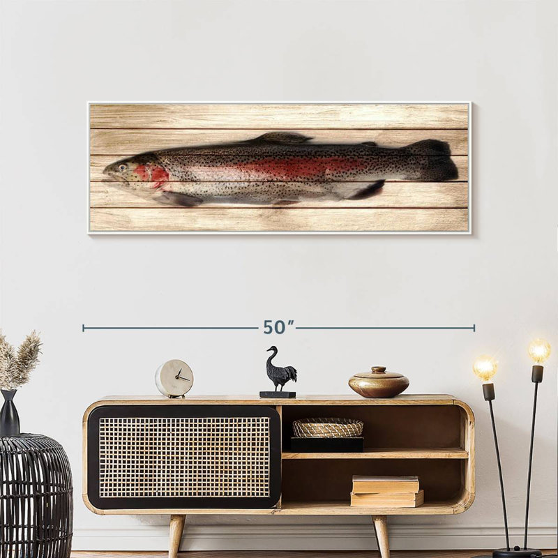 Trout, Floating Frame White, 49" X 17"