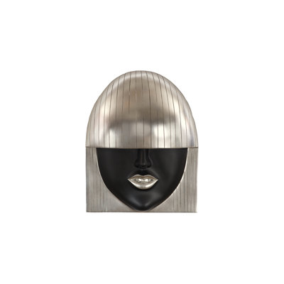 Fashion Faces Wall Art Large Smile Silver/Black Leaf