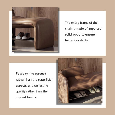 39.37" Brown Modern Minimalist Microfiber Leather Entryway Bench for Home Use