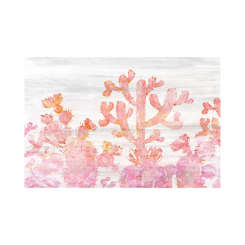 Pink Cactus by Kimberly Allen - Painting on Canvas, 30.48cm H x 45.72cm W x 1.91cm D, Wrapped Canvas