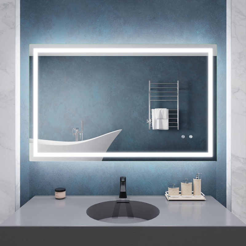 ANZZI 30-in. x 48-in. Frameless Wall Mounted LED Front/Back Light Bathroom Mirror with Defogger