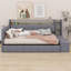 Lit de jour multifonctionnel rembourré avec couchette, repose-pieds de rangement, tablettes, USB et DEL-128625787