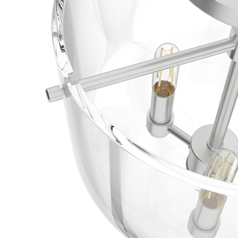 Hunter Sacha Natural Iron 3 Light Flush Mount Ceiling Light Fixture, Brushed Nickel