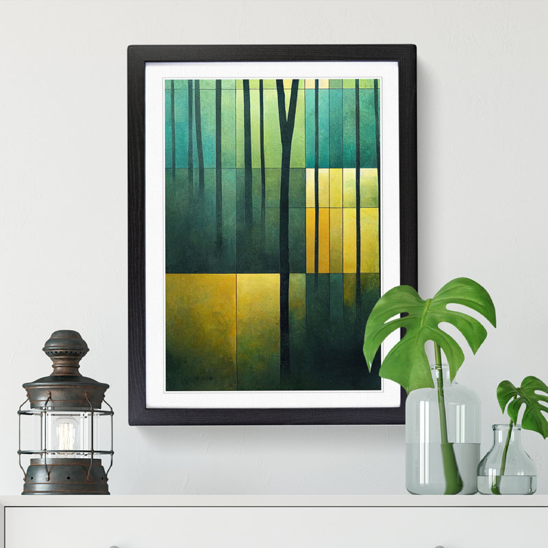 FRM-V0523-991X Forest Cubism Vol.2 - Picture Frame Print, Black Framed, 64cm H x 46cm W