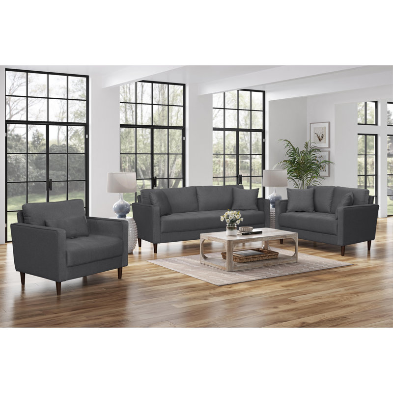 Doiphode Mid-Century Upholstered Sofa, Gray