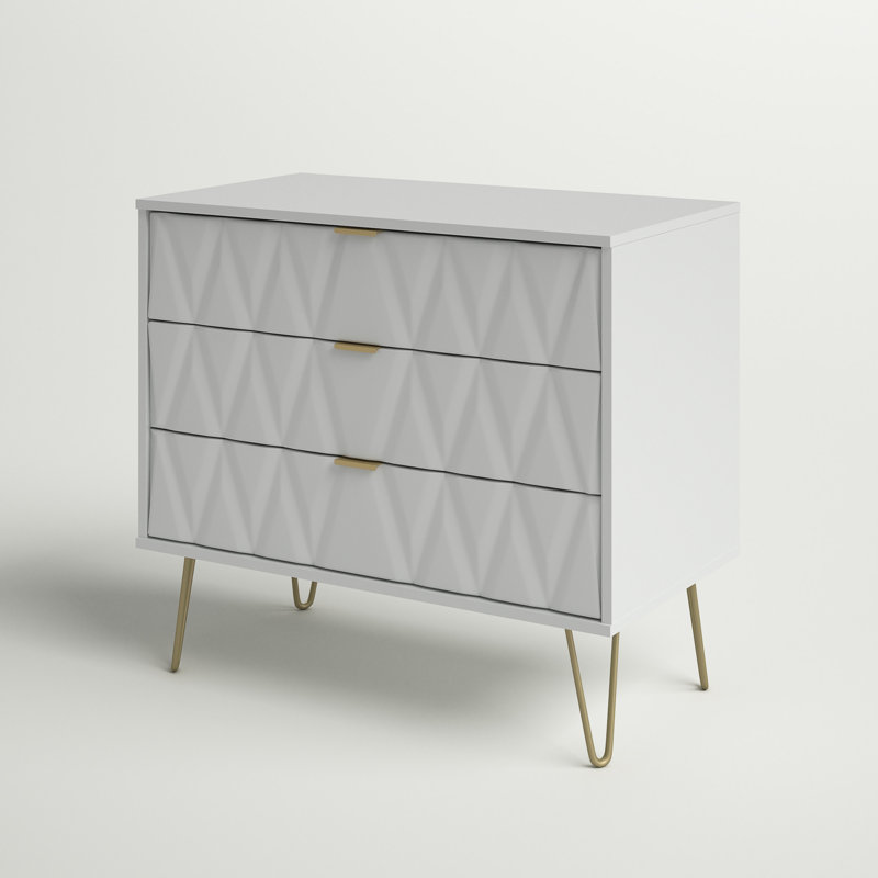 Fully Assembled Payson 3 Drawer Chest, White/White