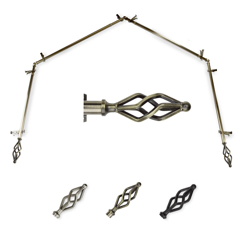 Tringle à rideaux simple 4 côtés Andresen, Laiton antique, 18 po à 28 po (chaque côté)