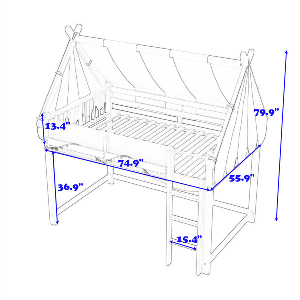 Harriet Bee Loft Bed with Canopy, LED Lights and Book Shelf - Wayfair ...